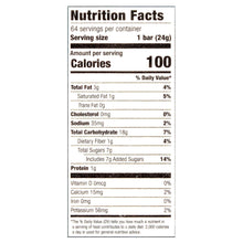 Nutrition facts panel for granola bars: 100 calories per bar