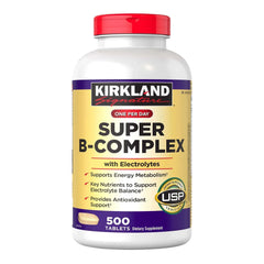Kirkland Signature Super B-Complex with Electrolytes, 500 Tablets - USA MEGA SHOP