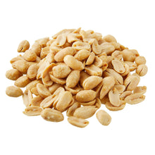 Extra-large roasted peanuts pile on a white background