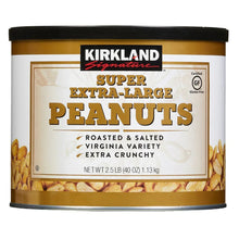 Kirkland Signature Super Extra-Large Peanuts can, roasted & salted label