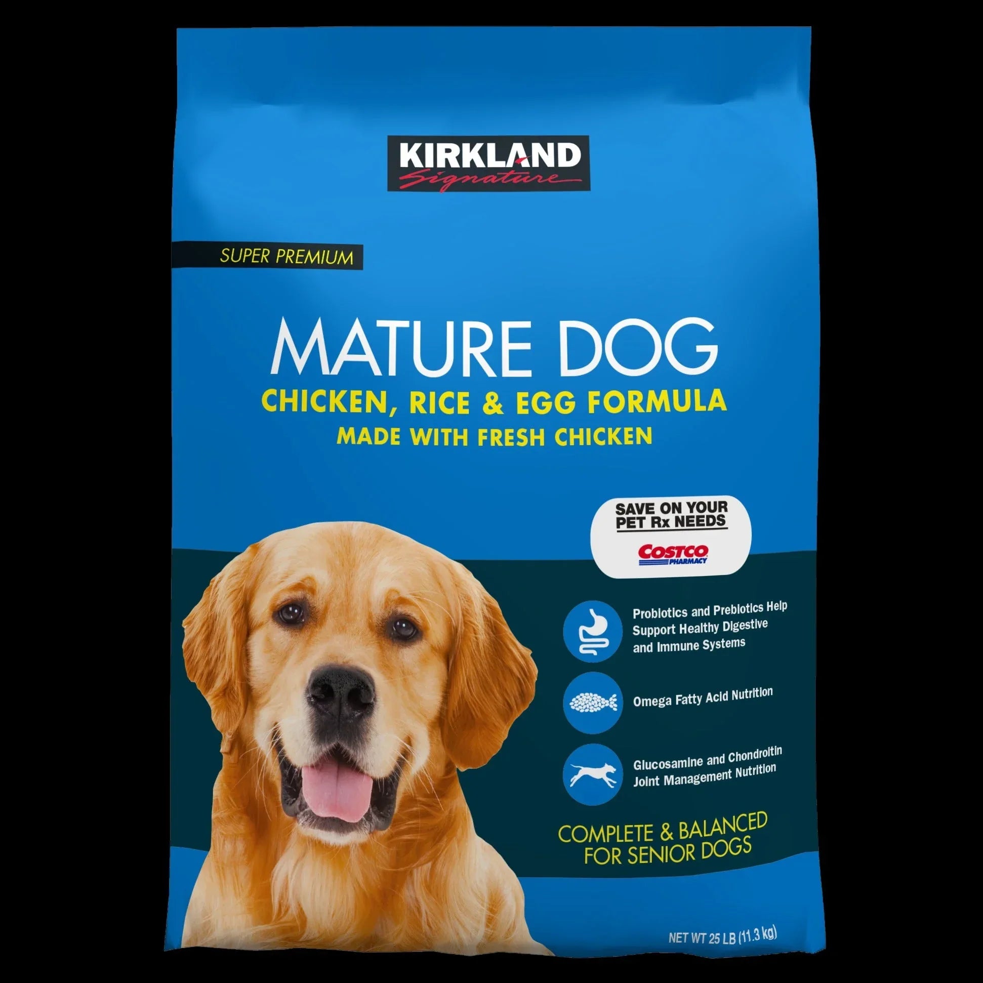 Kirkland Signature Super Premium Mature Dog Food, Chicken, Rice & Egg, 25 lbs - USA MEGA SHOP