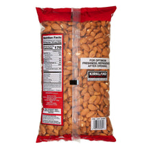 Whole almonds bag back panel with nutrition facts and barcode