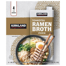 4-pack tonkotsu pork ramen broth cartons with serving bowl and chopsticks