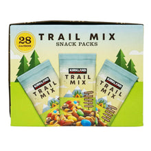 Kirkland Signature Trail Mix snack pack box, 28-count with pictured packs