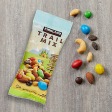 Kirkland Trail Mix snack pouch with assorted nuts and colorful candies
