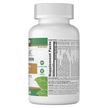 Organic multivitamin supplement bottle with Supplement Facts and ingredients panel