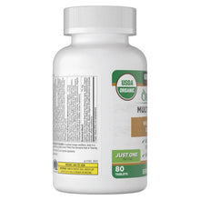 Dog multivitamin supplement bottle, back label with supplement facts and 80 tablets