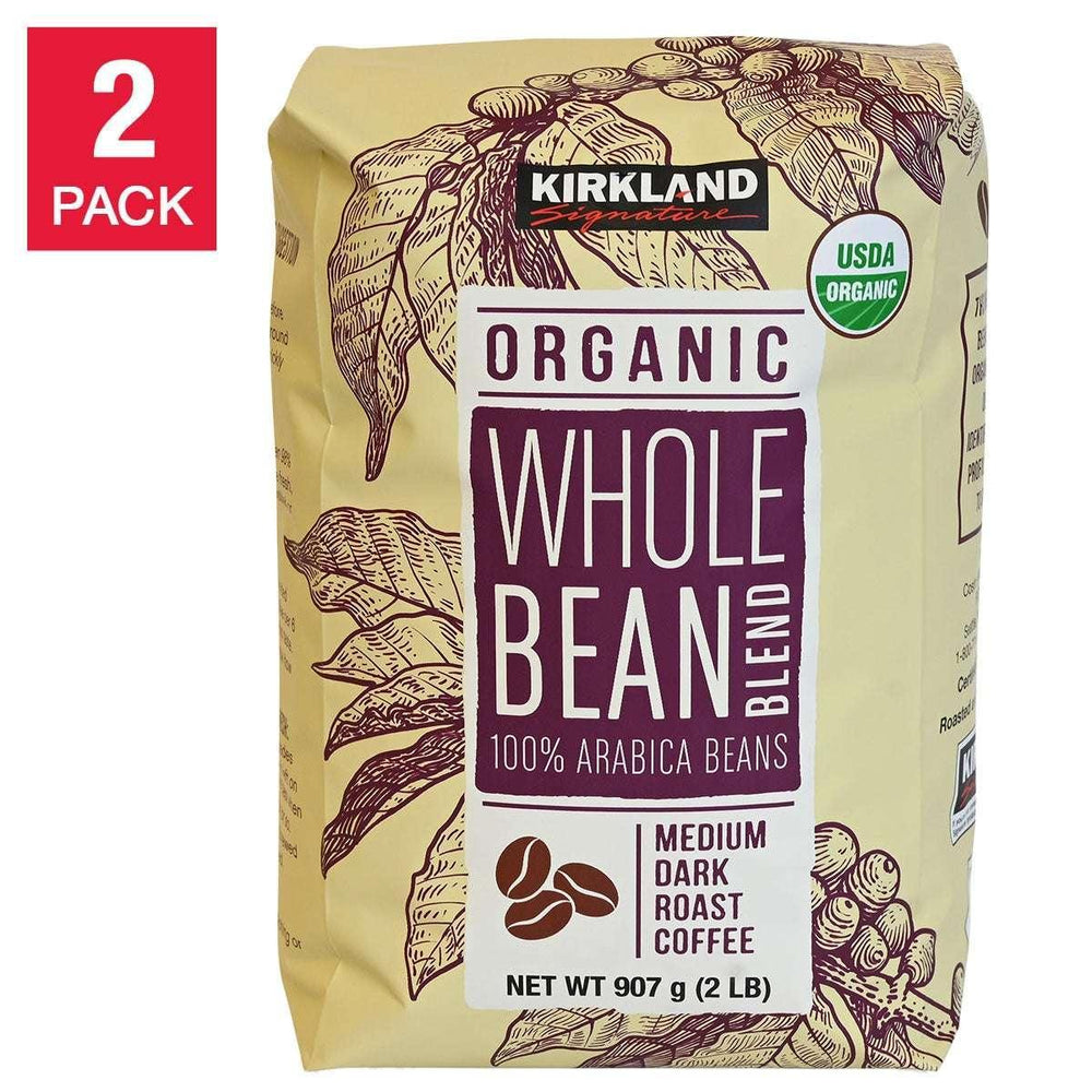 Kirkland Signature USDA Organic Whole Bean Blend 2 lb, 2-pack - USA MEGA SHOP