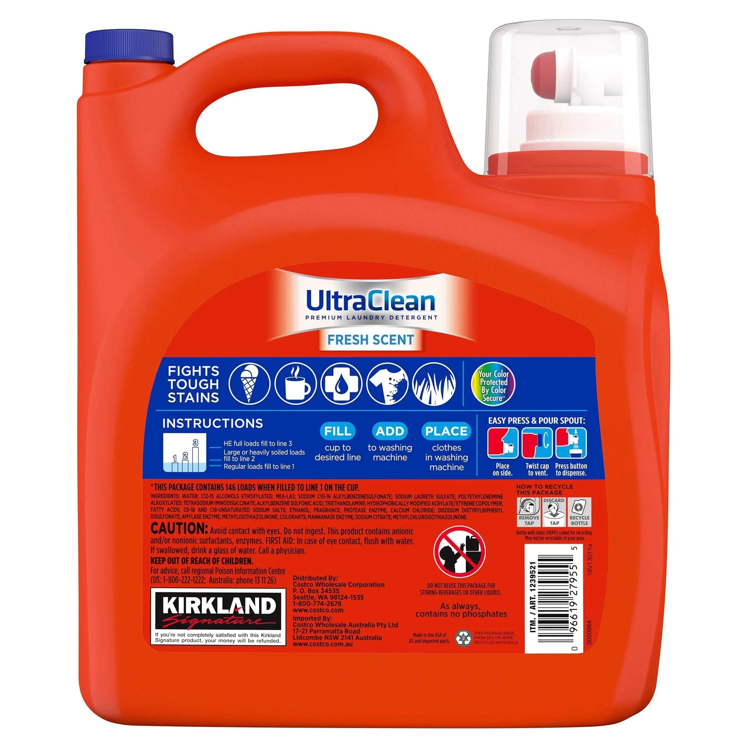 Kirkland Signature Ultra Clean HE Liquid Laundry Detergent, 146 loads, 194 fl oz - USA MEGA SHOP