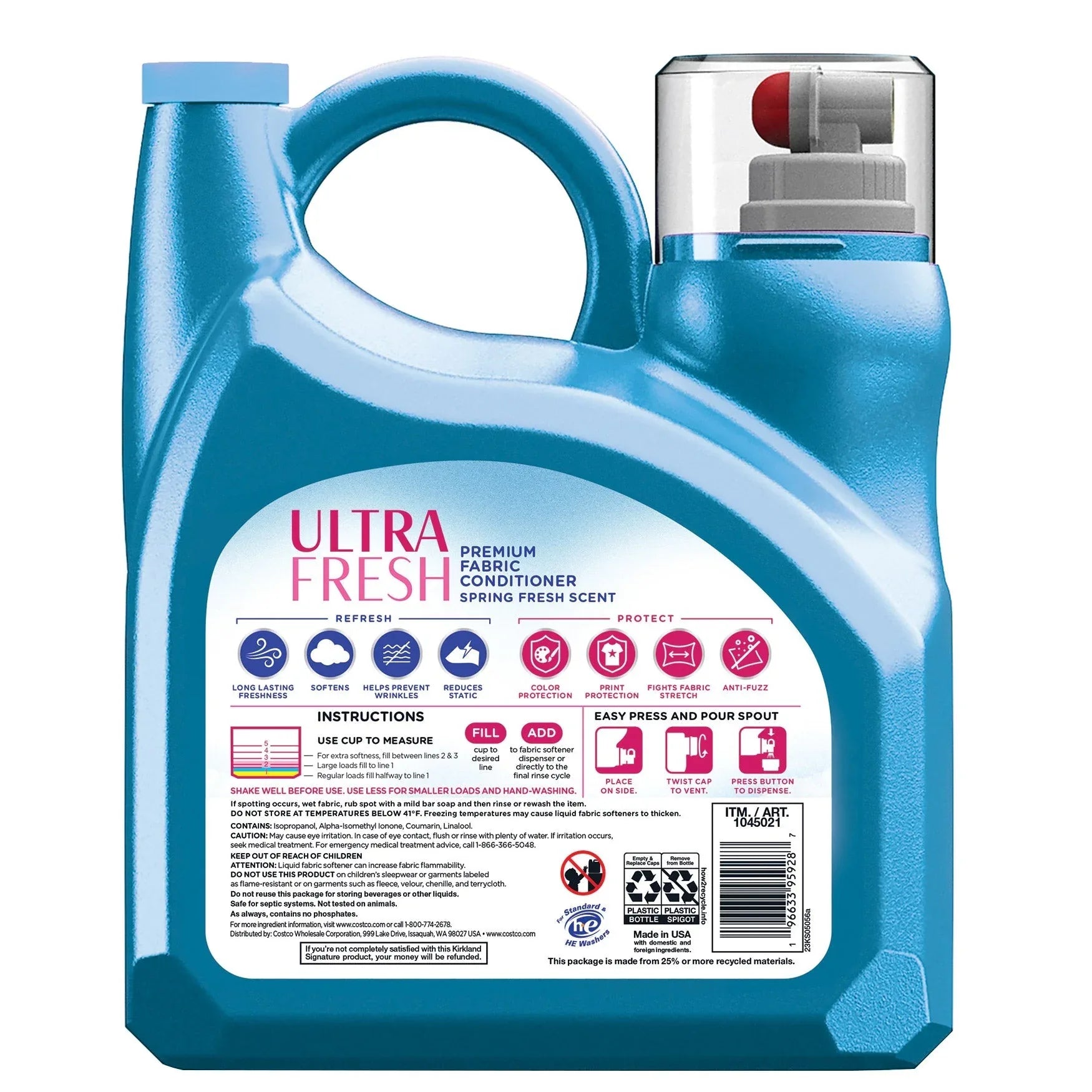 Kirkland Signature Ultra Fresh Premium Fabric Conditioner, 276 Loads, 187 fl oz - USA MEGA SHOP