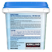 Dishwasher detergent pac tub back with directions, ingredients and safety information