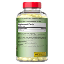 Back label of Vitamin E 180 mg softgels bottle, supplement facts and directions