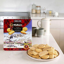 Walkers shortbread selection box with assorted cookies on a plate