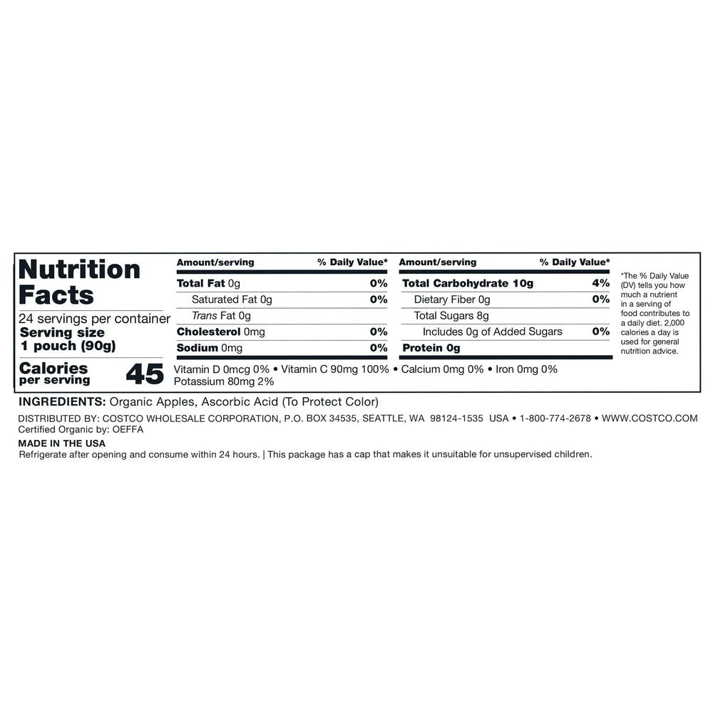 Kirkland Signature, Organic Applesauce, 3.17 oz, 24-Count - USA MEGA SHOP