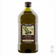 Kirkland Signature organic extra virgin olive oil bottle, 2 L, dark glass