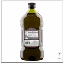 Kirkland Signature organic extra virgin olive oil bottle with back label, 2 L
