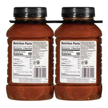 Kirkland Signature organic salsa jars, medium, showing back Nutrition Facts labels