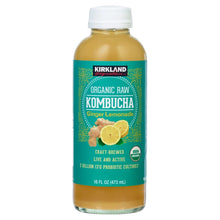 Kirkland organic raw kombucha bottle, ginger lemonade, 16 fl oz