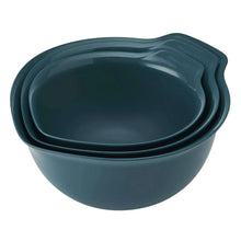 Agave teal nesting plastic mixing bowls set, 3 bowls stacked
