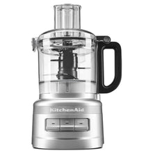 KitchenAid food processor with clear bowl, black spindle, silver control panel