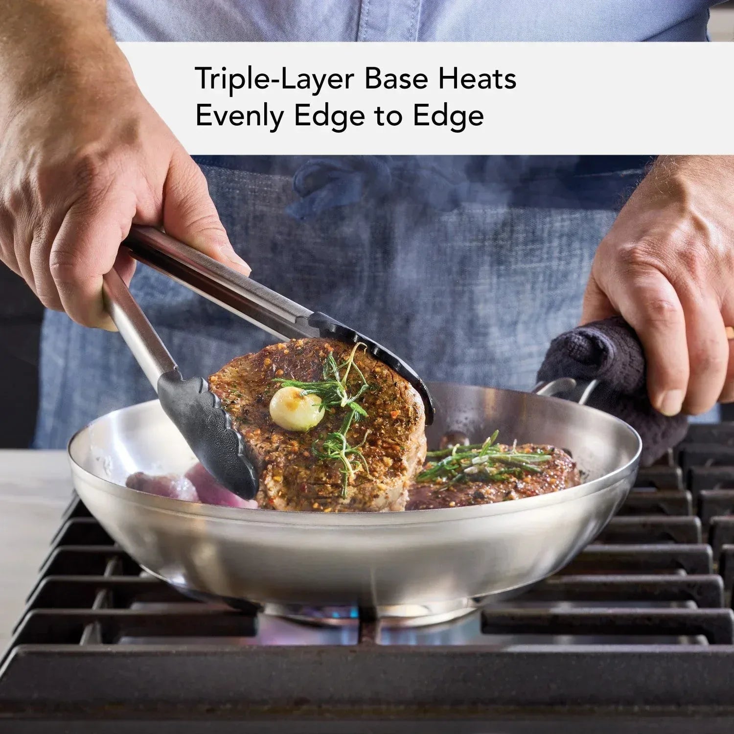 KitchenAid 3-Ply Base Stainless Steel Cookware Induction 2-Piece Fry Pans Set, Brushed Stainless Steel