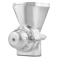 Stainless grain mill attachment with hopper and adjustable grind knob