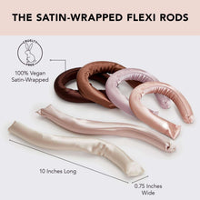 Satin-wrapped flexi hair curling rods, rosewood and blush and cream, 10-inch length
