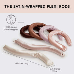 Kitsch Flexi Rods Heatless Hair Curler, Satin Covered Curling Rod, Rosewood 6pcs
