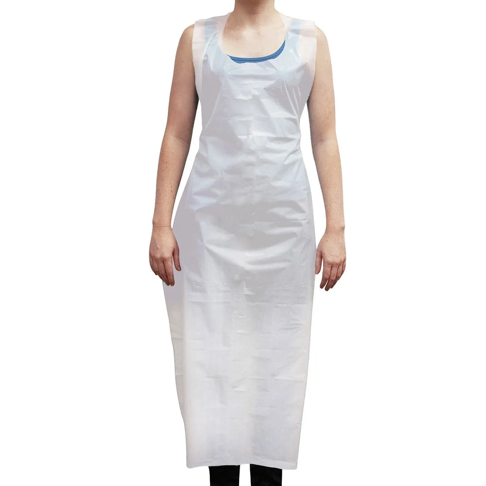Kleen Chef Disposable Waterproof Poly Aprons, White 100 ct. - USA MEGA SHOP