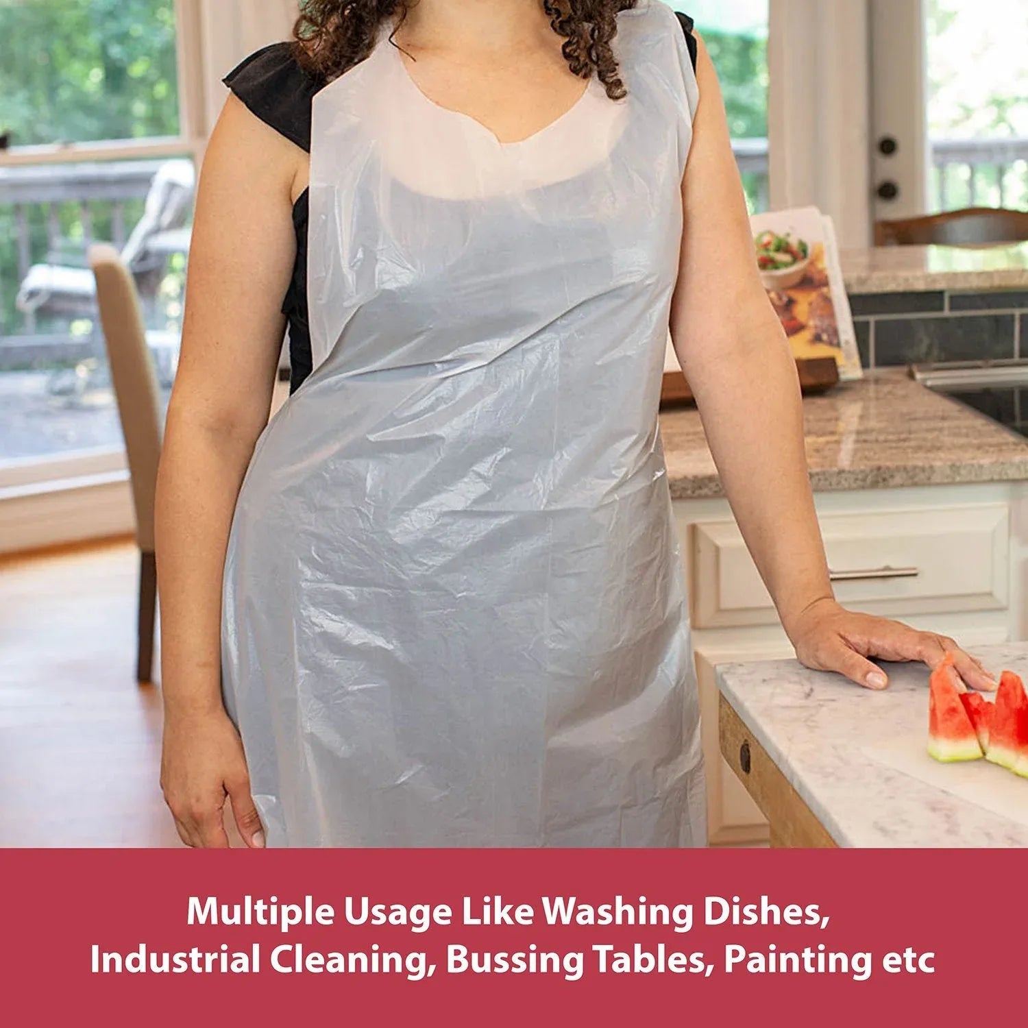 Kleen Chef Disposable Waterproof Poly Aprons, White 100 ct. - USA MEGA SHOP