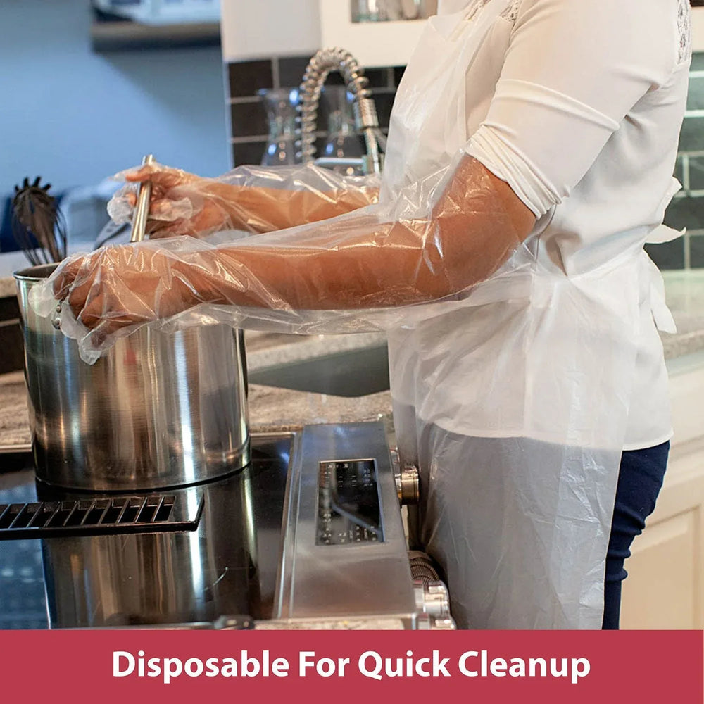 Kleen Chef Disposable Waterproof Poly Aprons, White 100 ct. - USA MEGA SHOP