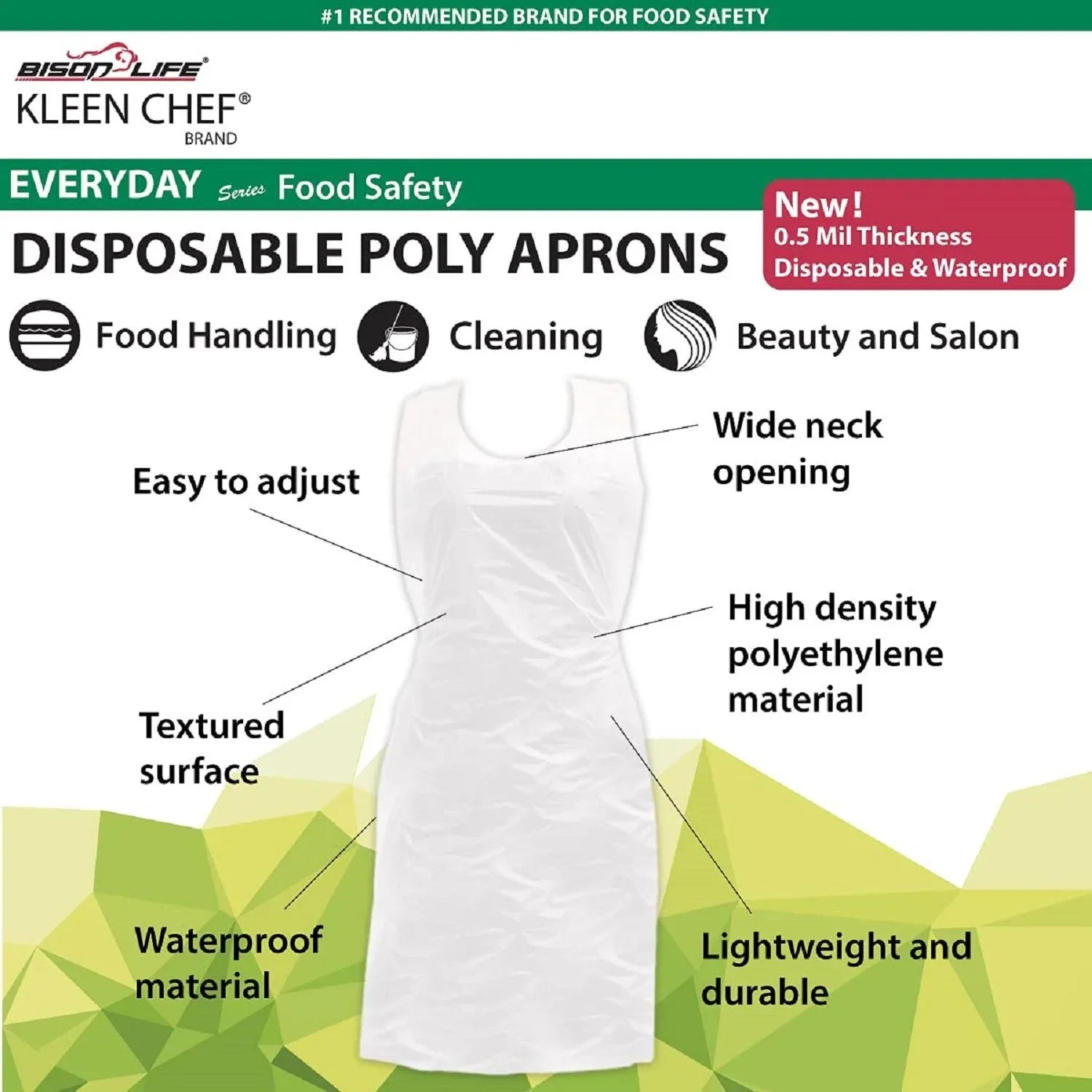 Kleen Chef Disposable Waterproof Poly Aprons, White 100 ct. - USA MEGA SHOP