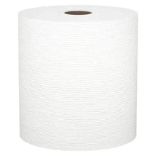 White hard roll paper towel roll with visible texture and hollow core