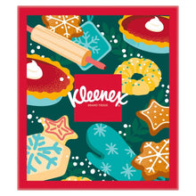 Kleenex brand tissue decorative panel with cookies and holiday sweets illustration