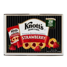 Knott's Berry Farm Strawberry shortbread cookie box front view with 36 bags