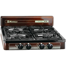 Koblenz 4-burner gas stove with four cast-iron grates and front control knobs
