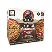 Kodiak Cakes Nuts & Seeds oatmeal variety pack box shown at an angle with flavor artwork.