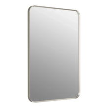 Kohler Orime framed mirror close-up, rectangular with rounded corners, silver edges.