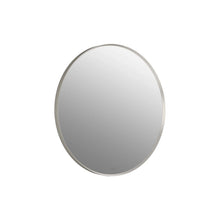 Round wall mirror with thin silver frame and smooth reflective glass