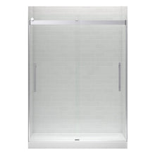 Kohler Tellin shower door with clear glass panels and white base track