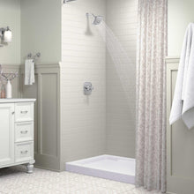 Chrome shower trim set with showerhead, valve, and tub spout