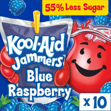 Kool-Aid Jammers Blue Raspberry drink pouch, 10 count front label