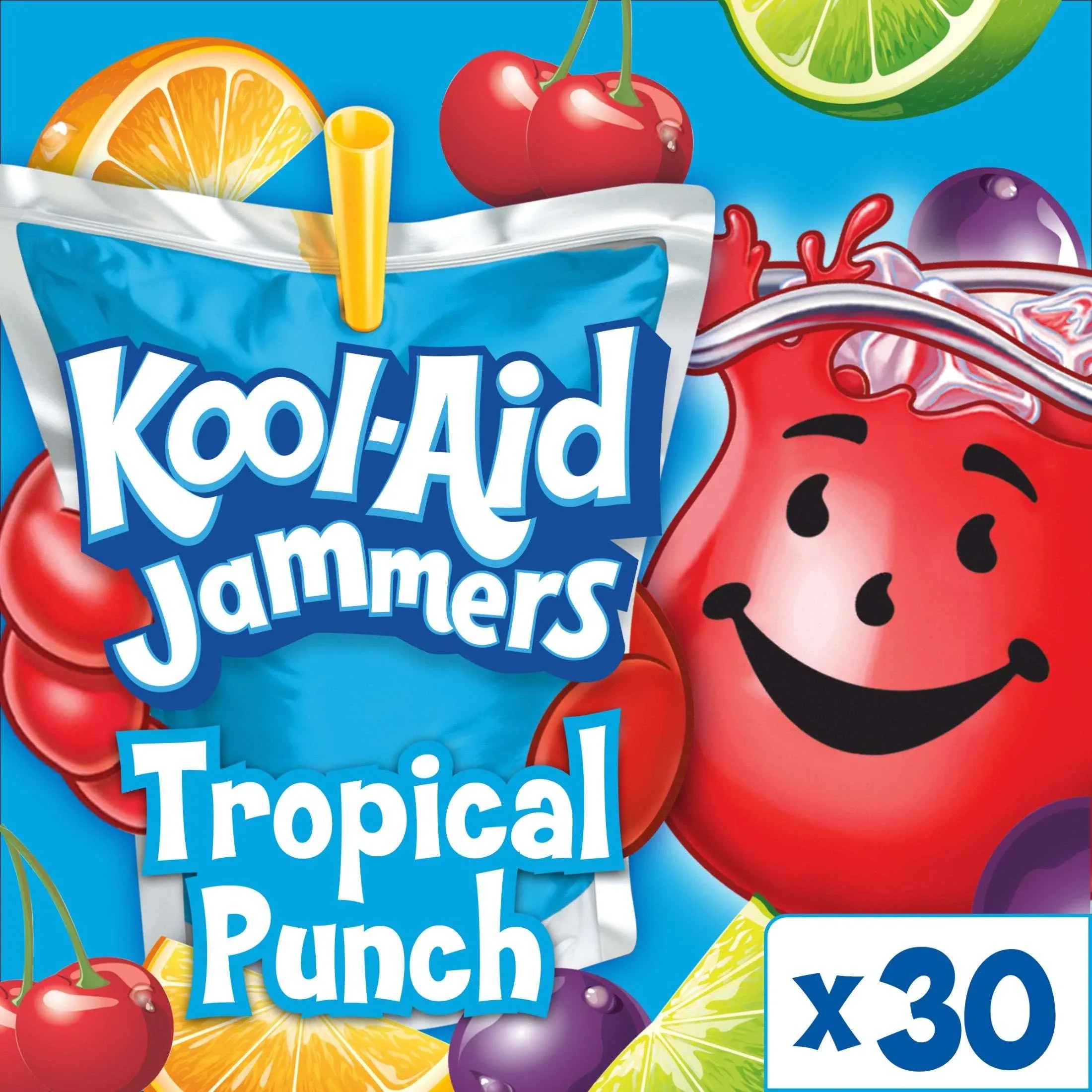 Kool-Aid Jammers Tropical Punch Flavored Drink Value Pack, 30 ct Box, 6 fl oz Pouches