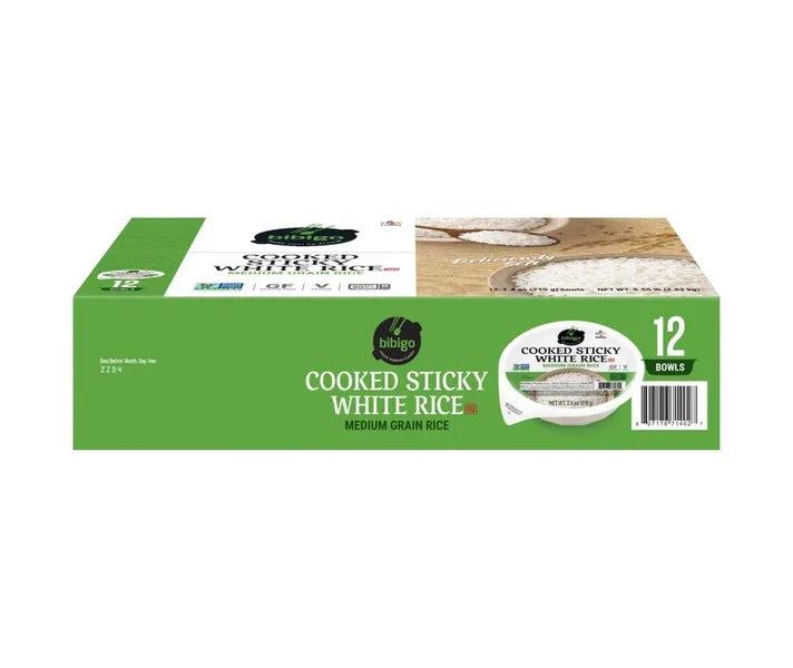 Bibigo Korean Style Cooked Sticky White Rice Bowl, 7.4 oz., 12 pack