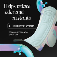 Kotex BioCare ultra-thin overnight pad with wings, light aqua absorbent pad detail