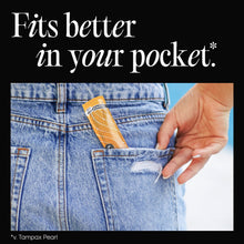 Kotex Click compact tampon pack placed in denim jeans pocket