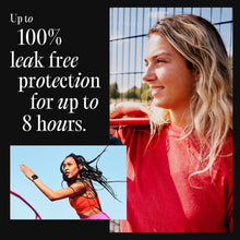 Woman holding a Kotex Click compact tampon applicator