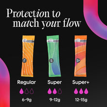 Kotex Click tampon packs: Regular, Super, and Super+ in compact applicator form