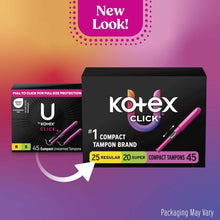 Kotex Click compact tampon multipack box, unscented Regular/Super, 45 count