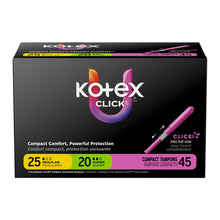Kotex Click compact tampon box, unscented Regular/Super, 45 count
